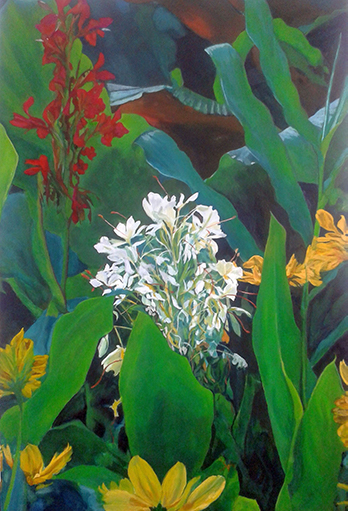 Lily and coreopsis daisy Acrylic on Canvas The Lake House Sold